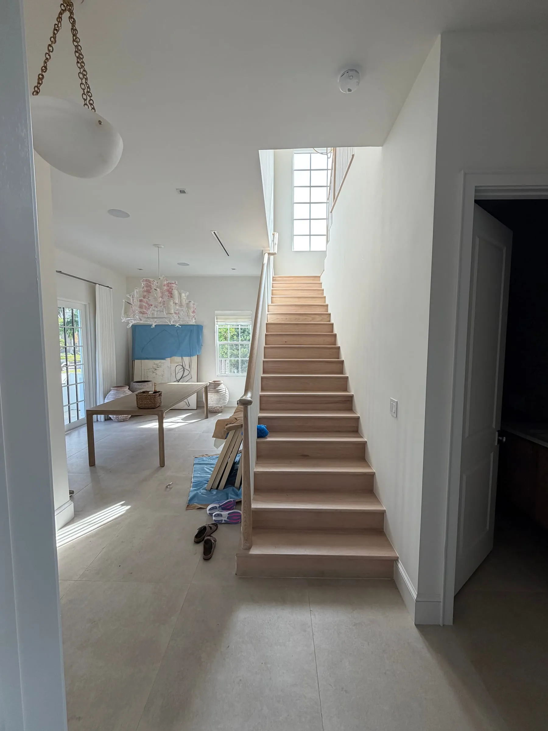 Light-filled staircase in a new custom home